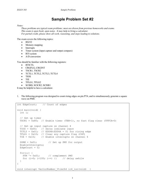 Sample Problem Set 2