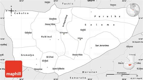Silver Style Simple Map Of Baja Verapaz