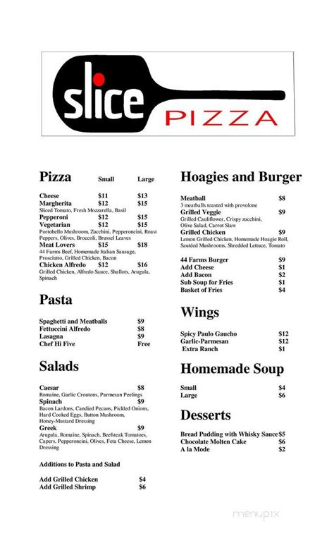 Online Menu Of Slice Pizza Hemphill Tx