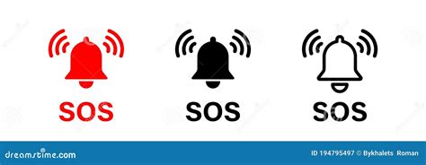 Sos Bell Icon Vector Isolated Emergency Alarm Help Sign Symbol Sos