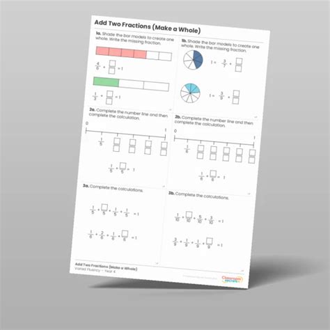 Subtract Two Fractions From A Whole Varied Fluency Resource