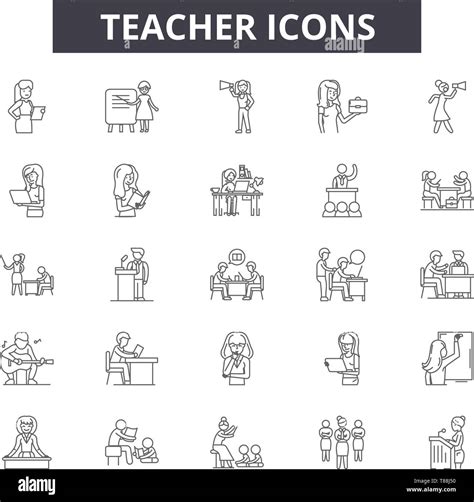 Teacher Line Icons Signs Vector Set Linear Concept Outline Illustration Stock Vector Image