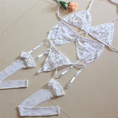 Women Sheer Lace Garters Sexy Underwear Lingerie Suspender Beauty 4 Pieces Lotbraspants