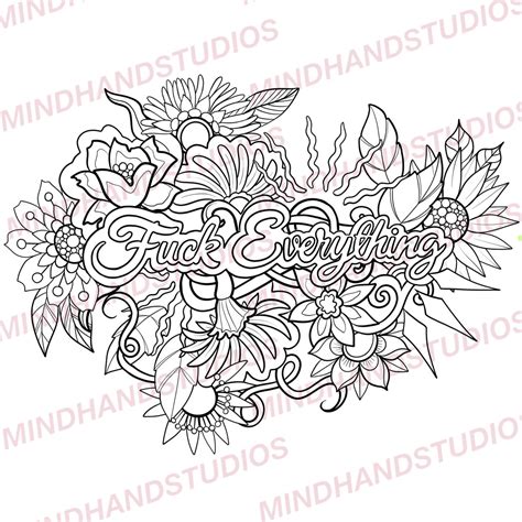 Coloring Page Fuck Everything Sassy Adult Coloring Page Etsy