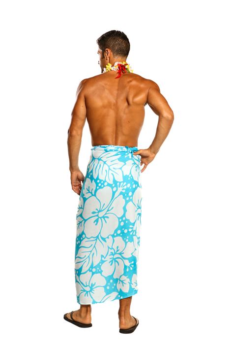 Mens Beach Wrap Triple Lei Cover Up Sarong In Turqwhite