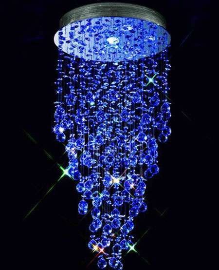 Color Changing Chandelier | Crystal ceiling light, Ceiling lights, Blue chandelier