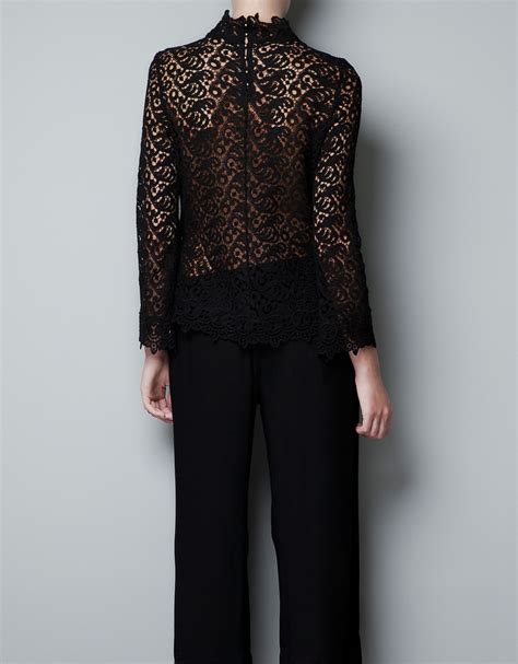 Zara Guipure Lace Top In Black Lyst