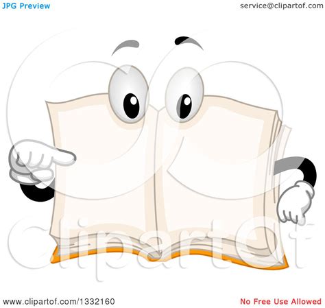 Clipart of a Cartoon Book Character Pointing to Its Open, Blank Pages ...