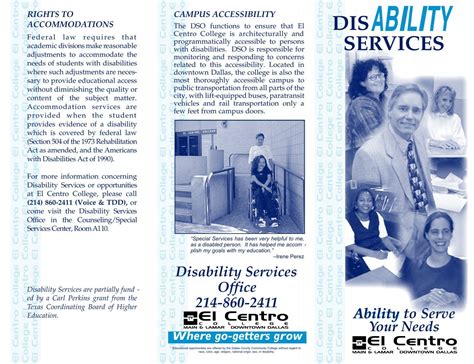 Disability Services Brochure El Centro College