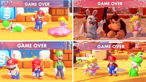 Mario Rabbids Kingdom Battle All Character Game Over Animations Youtube