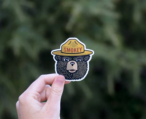 Smokey The Bear Vinyl Sticker Etsy