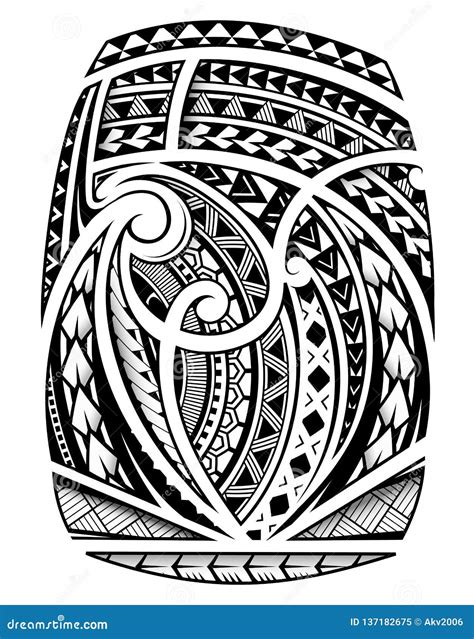 Sleeve Tattoo In Polynesian Ethnic Style Stock Vector Illustration Of