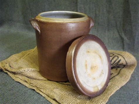 Antique French Stoneware Crock With Lid