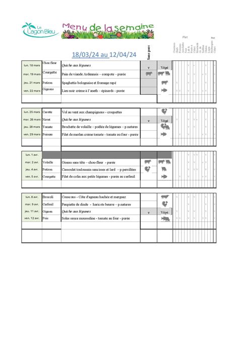 Menu Des Repas Chauds Ecole Du Centre Andrimont