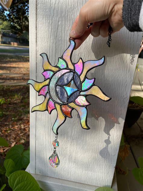 Made To Order Stained Glass Sun And Moon Suncatcher Etsy Uk