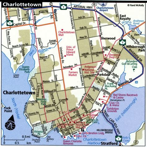 Charlottetown City Road Map For Truck Drivers Toll Free Highways Usa