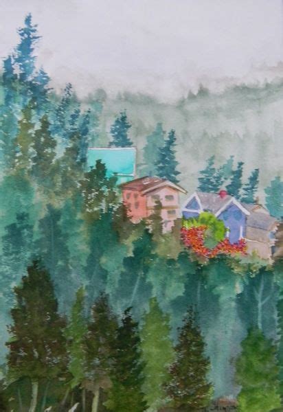 Misty Fog And Color Over Ketchikan Alaska Painting Art Prints And