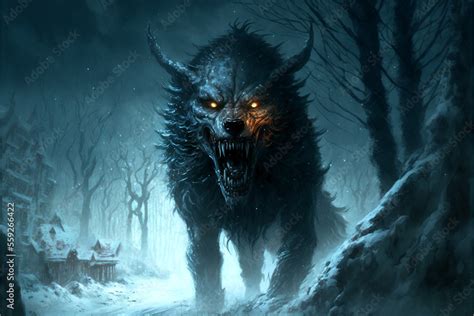 Fenrir A Giant Wolf Monster Or Demon Wolf Generative Ai Ilustración