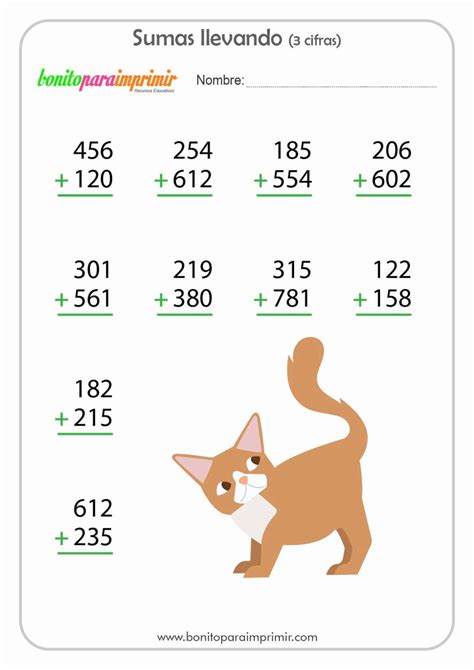Sumas De Tres Cifras BONITO PARA IMPRIMIR