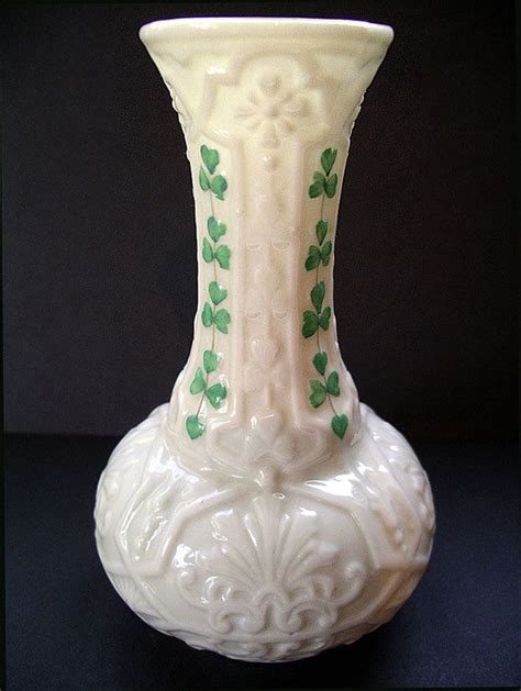 Belleek Irish Porcelain Second Black Mark Shamrock Pattern Onion Shaped