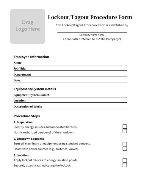 Lockout Procedure Form Canva Editable Template Tagout Procedure Form