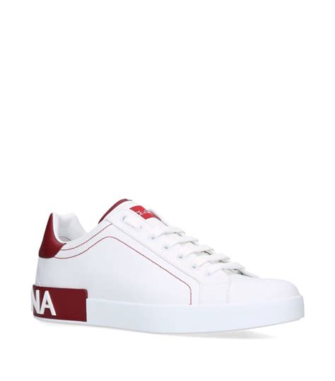 Mens Dolce And Gabbana White Leather Portofino Sneakers Harrods Us