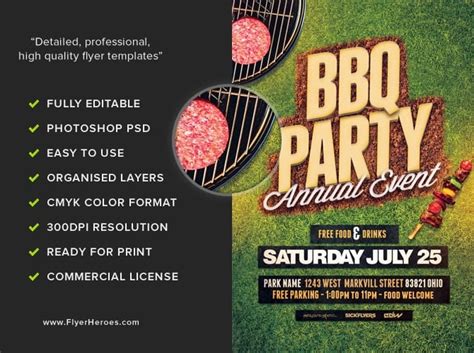 Annual Bbq Party Flyer Template Flyerheroes