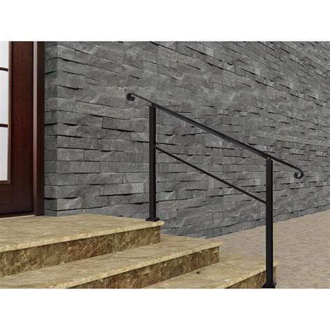 Metty Metal Outdoor Stair Railing Black Handrails For Outdoor Steps