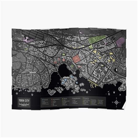 torn city map poster  sale  torncity redbubble