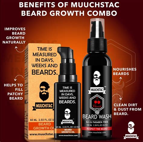 Buy Muuchstac Beard Growth Oil With Cherish Beard Wash Online