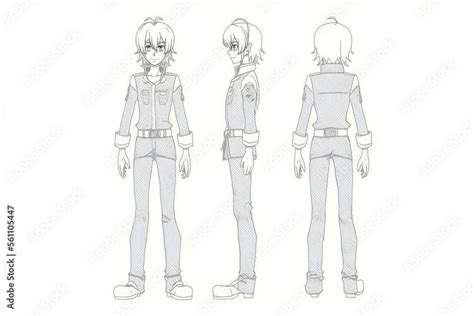 Anime character model sheet Stock Illustration | Adobe Stock