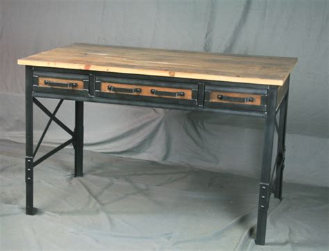 Vintage Style Industrial Desk With Drawers Combine 9 Industrial