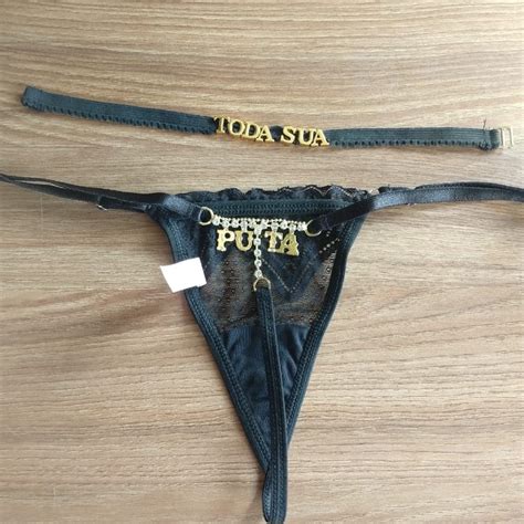 Kit Calcinha E Gargantilha Escrita Frase Lingerie Sexy Shopee Brasil