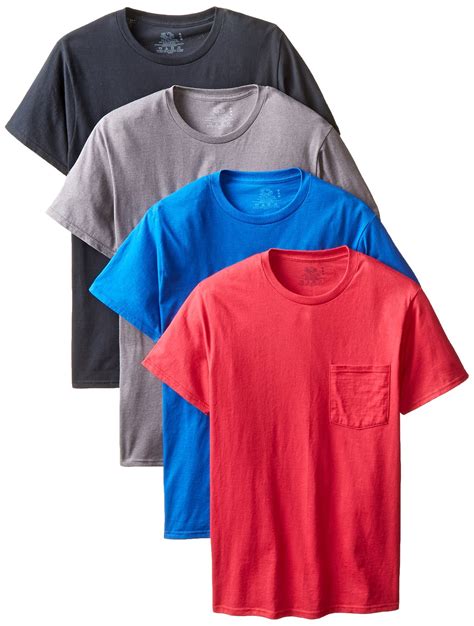 Fruit of the Loom Men`s 4-Pack Black-Grey Pocket T-Shirts