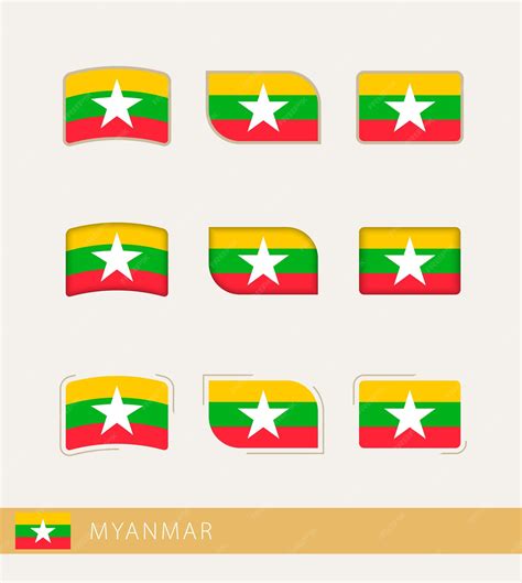 Premium Vector | Vector flags of myanmar collection of myanmar flags