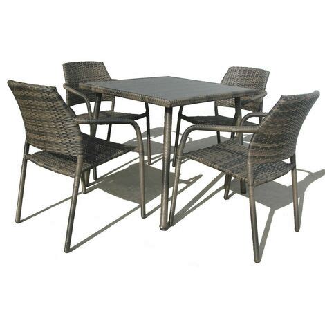 Rattan Patio Dining Set W Stackable Chair L X W X H Cm For