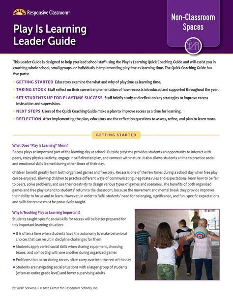 quick coaching guide play  learning responsive classroom