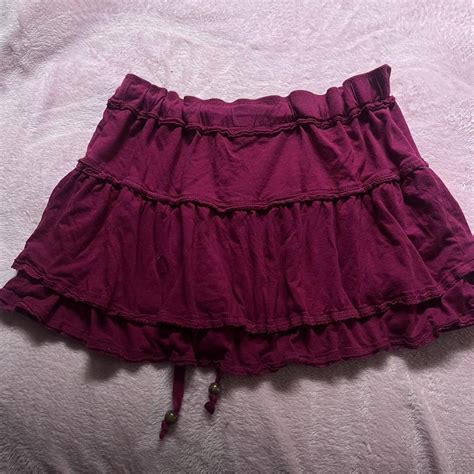 Vintage Hot Pink Ruffled Skirt With Strings With Depop