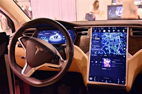 Interior of Tesla Model X 90D Car. Editorial Photography - Image of ...