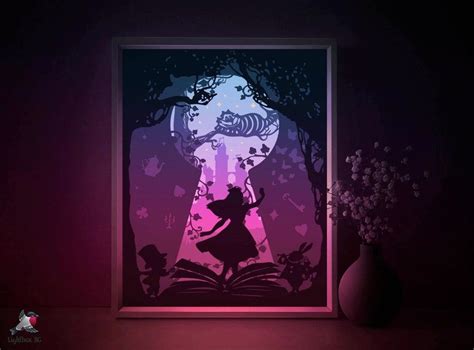 Alice In Wonderland Fairytale Shadow Box Svg Template Papercut Lightbox