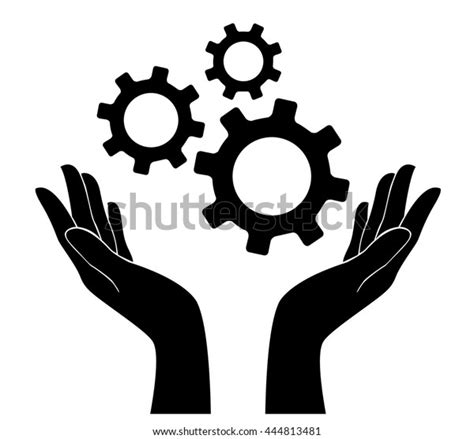 Hand Holding Gear Engineer Symbol Stock Vector Royalty Free 444813481