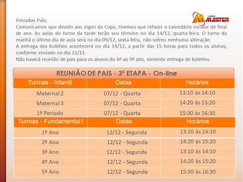 Moodle Master Reunião de Pais Entrega dos boletins