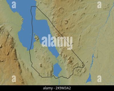 Mangochi District Of Malawi Colored Elevation Map With Lakes And