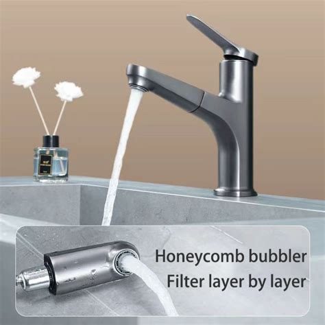 KOTOT Brass Pull Out Matte Black Hot And Cold Bathroom Faucet Sink Faucet Sink Faucet Bath Spray