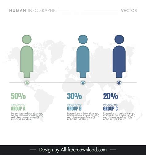 Human Infographic Template Flat People Icon World Map Blurry Vectors Graphic Art Designs In