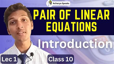 Pair Of Linear Equations In 2 Variables Introduction Graph Of Linear Equation Class 10