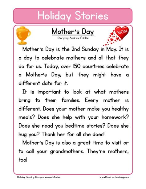 Printable Mothers Day Worksheets Pdf