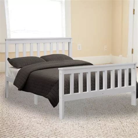 4FT SMALL DOUBLE Pine Wood Bed Frame Wooden White Solid Bed Optional