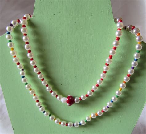 Pearl Necklace Seed Bead And Pearls Beaded Choker Rainbow Etsy