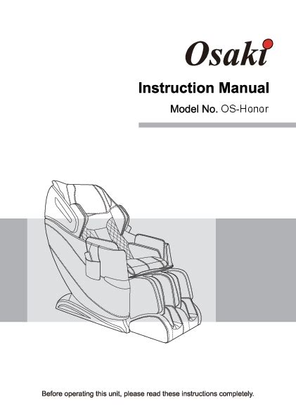 Osaki Maxim 3D Le Massage Chair Manual